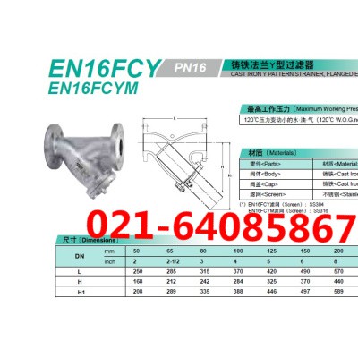 日本KITZ北泽Y型过滤器_EN16FCY过滤器