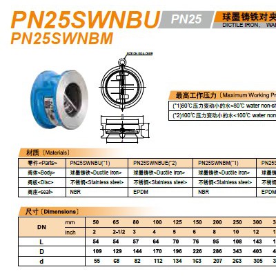 PN25SWNBU止回阀KITZ北泽_日本北泽球墨铸铁止回阀